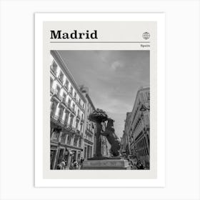 Madrid Spain Black And White Art Print