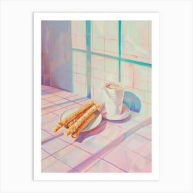Pink Breakfast Food Cheese Straws 3 Art Print