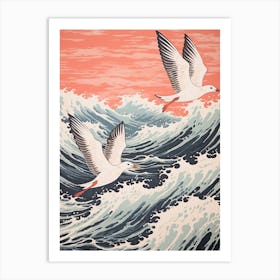 Vintage Japanese Inspired Bird Print Seagull 1 Art Print