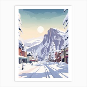 Vintage Winter Travel Illustration Banff Canada 3 Art Print