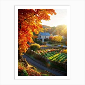 Autumnal Landscape Enhanced Saturation Leaves In Mid Fall Bright Sun Casting Dynamic Shadows Gli Art Print