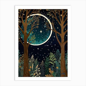 Moon In The Forest Art Print