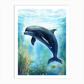 Dolphin In Ocean Realistic Illustration2 Art Print