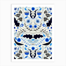 Flora Ornamental - Blue Art Print