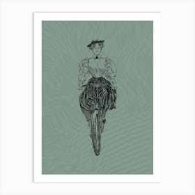 Woman Riding A Bicycle print art Art Print