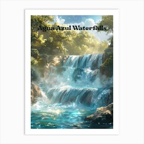 Agua Azul Waterfalls Tranquil Digital Travel Art Art Print