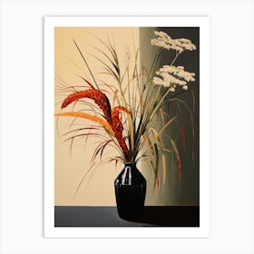 Bouquet Of Japanese Silver Grass Flowers, Autumn Fall Florals Painting 1 Art Print