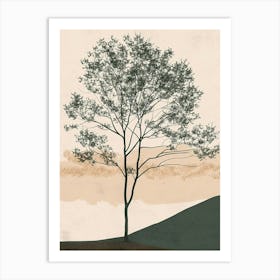 Alder Tree Minimal Japandi Illustration 4 Art Print