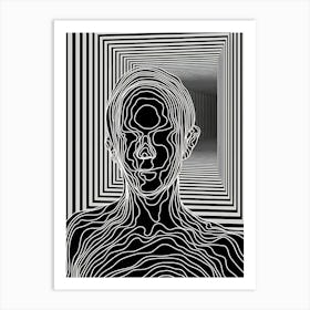 Person In A Black And White Optical Illusion Art Print
