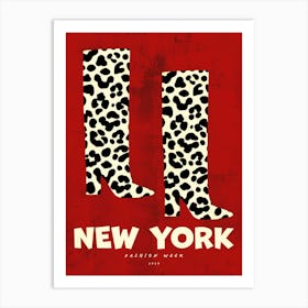 New York Fashion Week Leopard Boots Art Print