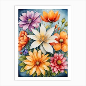 Watercolor Flowers 26 Art Print