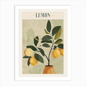 Lemon Tree Minimal Japandi Illustration 3 Poster Art Print