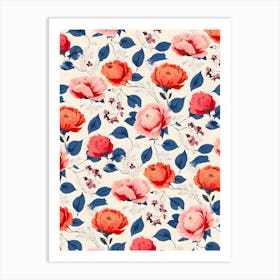 Crimson and Coral Flower Art Print