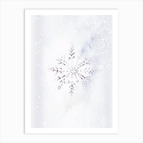 White, Snowflakes, Minimalist Watercolour 1 Art Print