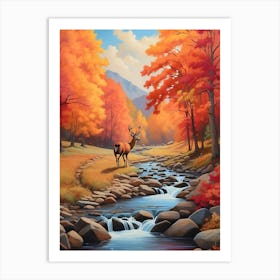 Deer In The Fall 1 Art Print