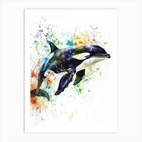 Killer Whale Colourful Watercolour 2 Art Print