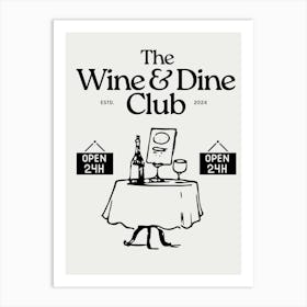 Wine & Dine Club Neutral Beige & Black Art Print