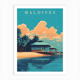 Maldives Retro Travel Art Print