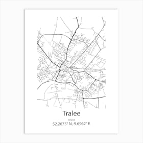 Tralee,Ireland Minimalist Map Art Print