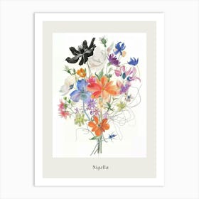 Nigella 5 Collage Flower Bouquet Poster Art Print