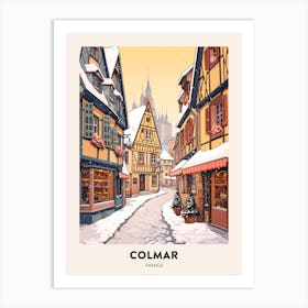 Vintage Winter Travel Poster Colmar France 2 Art Print