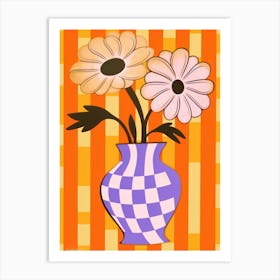 Wild Flowers Orange Tones In Vase 2 Art Print