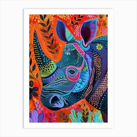 Kitsch Colourful Rhino 1 Art Print