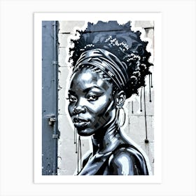 Graffiti Mural Of Beautiful Black Woman 312 Art Print