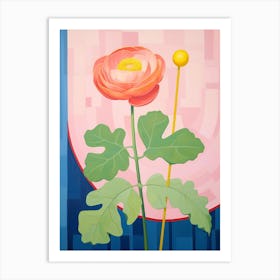 Ranunculus 5 Hilma Af Klint Inspired Pastel Flower Painting Art Print