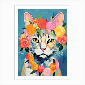 Singapura Cat With A Flower Crown Painting Matisse Style 2 Art Print