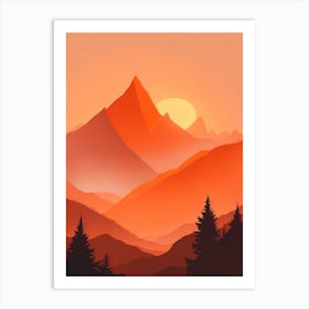 Misty Mountains Vertical Composition In Orange Tone 87 Art Print