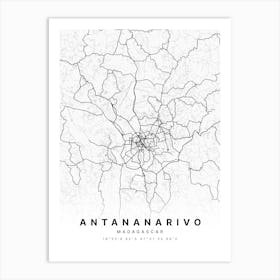 Antananarivo Madagascar White Map Art Print