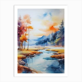 Watercolor Of A River 8 Art Print