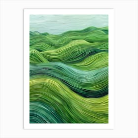 Green Wavy Landscape Art Print