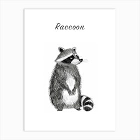 B&W Raccoon Poster Art Print