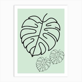 Line Art Monstera Leaf Minimalist Art Print