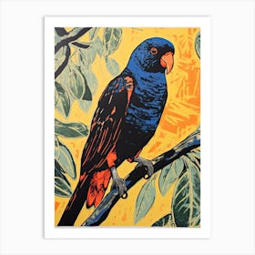 Lorikeet, Woodblock Animal Drawing 2 Art Print