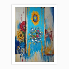 Sunflowers On The Door Art Print