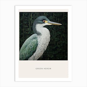 Ohara Koson Inspired Bird Painting Green Heron 2 Poster Art Print