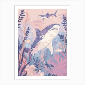 Purple Tiger Shark Illustration 3 Art Print