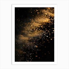 Gold Dust On Black Background Art Print