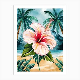 Hibiscus Flower On The Beach Art Print