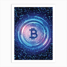 Bitcoin On Blue Background Art Print