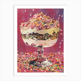 Rainbow Layered Jelly Trifle Retro Collage 4 Art Print