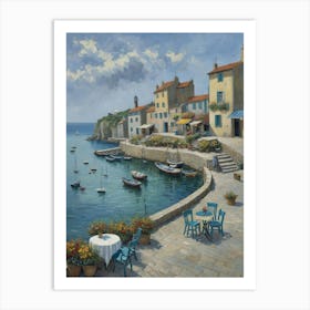 A Port in the Sun Mediterranean Village Art Print