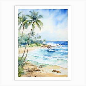 Watercolor Of A Tropical Beach 3 Art Print