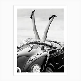 High Heels In Classic Car Black And White Vintage Photo Art Print