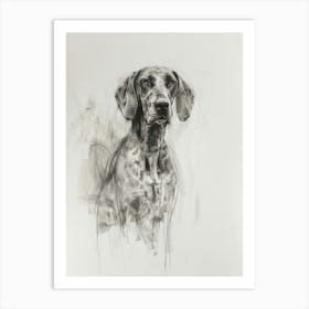 Bluetick Hound Dog Charcoal Line 3 Art Print