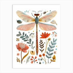 Colourful Insect Illustration Damselfly 12 Art Print