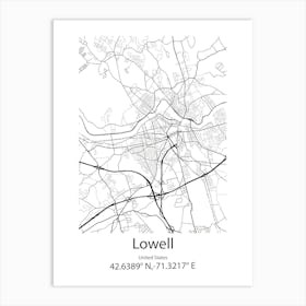 Lowell,United States Minimalist Map Art Print